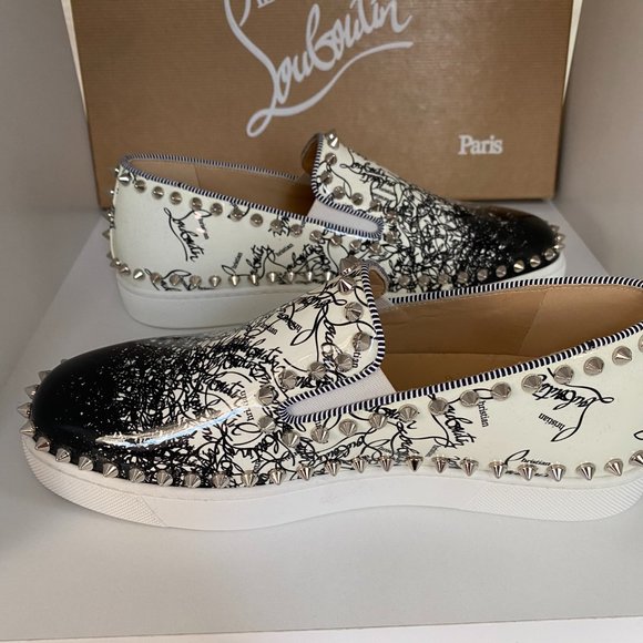 Christian Louboutin Shoes - NIB AUTH LOUBOUTIN Pik Boat Patent sneakers Graffiti spikes Degraloubi 37